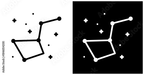 Constellation Icon Set In White And Black Background