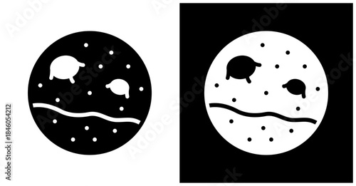 Mars Icon Set In White And Black Background