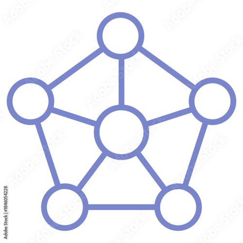 Flat Colored Network Icon for Global Connectivity and Data Access