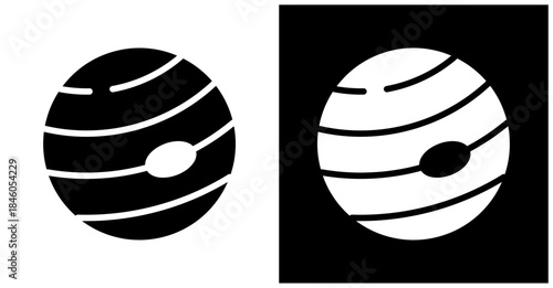 Jupiter Icon Set In White And Black Background