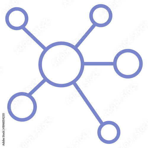 Flat Colored Network Icon for Global Connectivity and Data Access