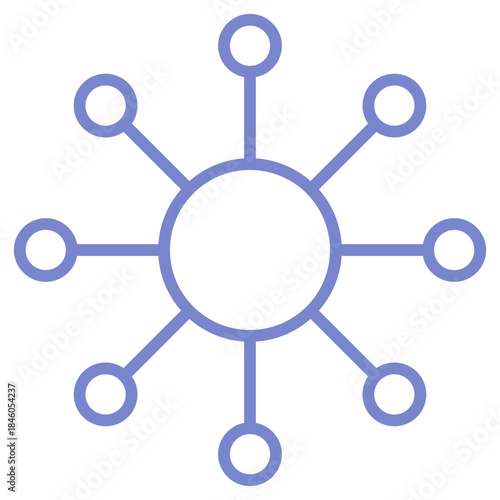 Flat Colored Network Icon for Global Connectivity and Data Access