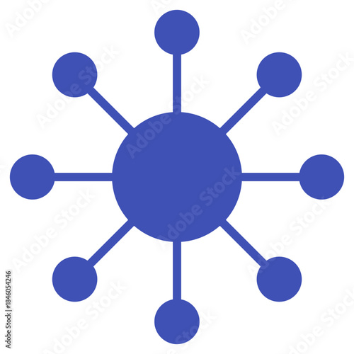 Flat Colored Network Icon for Global Connectivity and Data Access