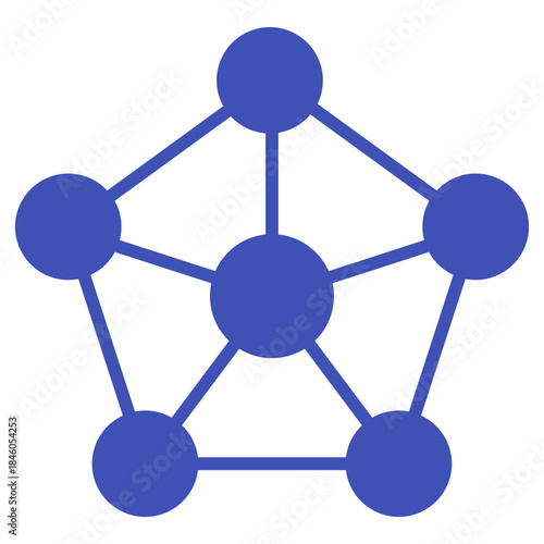 Flat Colored Network Icon for Global Connectivity and Data Access