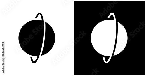 Uranus Icon Set In White And Black Background