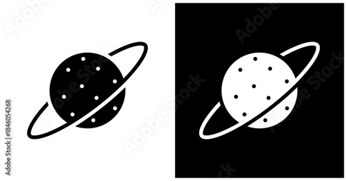 Pluto Icon Set In White And Black Background