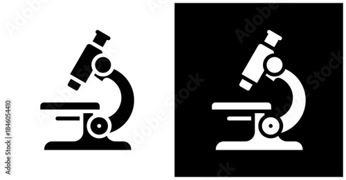 Microscope Icon Set In White And Black Background