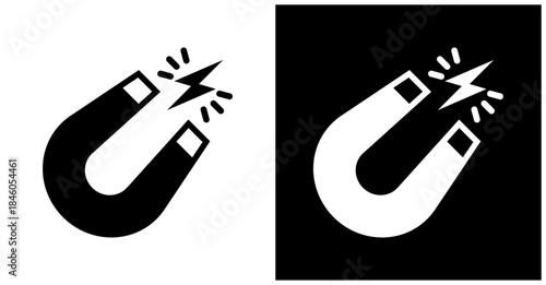 Magnet Icon Set In White And Black Background