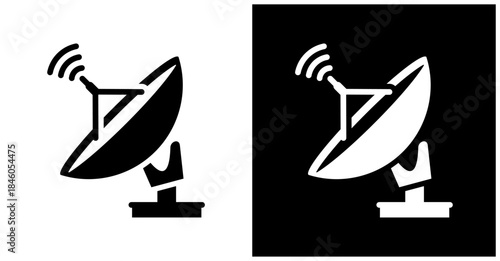 Satellite Dish Icon Set In White And Black Background