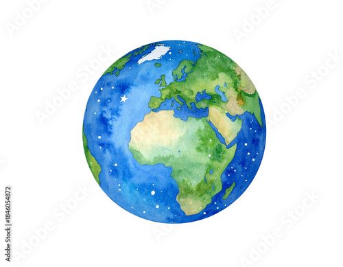 水彩で描くやさしい地球：Watercolor Earth Illustration