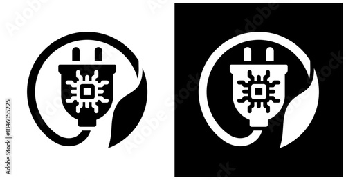 Ai Energy Saver Icon Set In White And Black Background