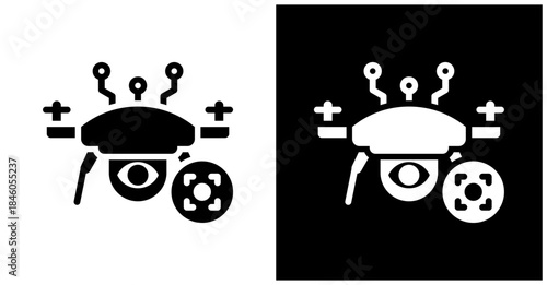 Ai Surveillance Icon Set In White And Black Background