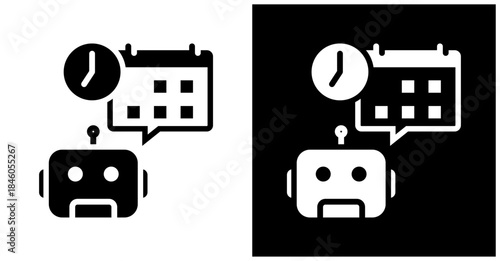 Ai Scheduler Icon Set In White And Black Background