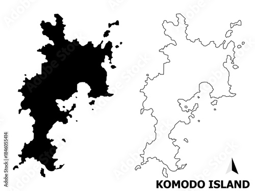 FLAT MAP OF KOMODO DRAGON ISLAN ISOLATED ON WHITE