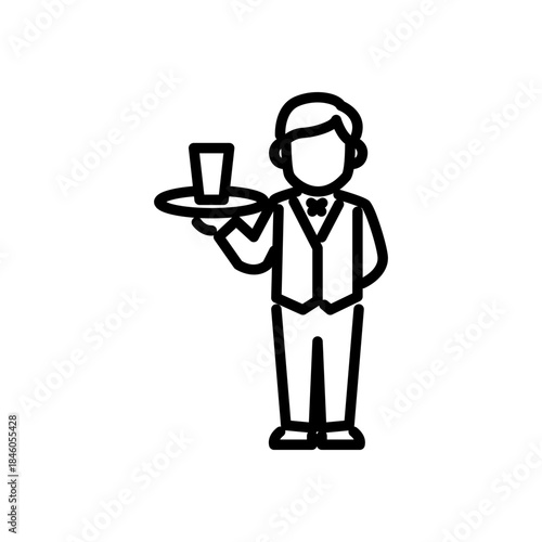 restaurant waiter icon vector, line style icon