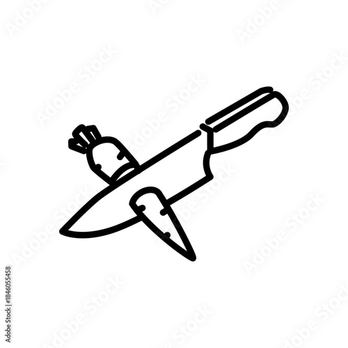 vector icon of cutting vegetables, line style icon