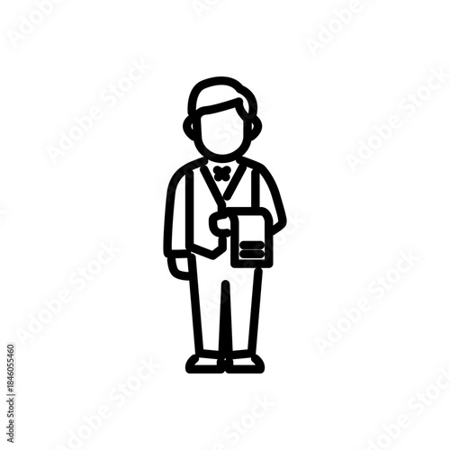 restaurant waiter icon vector, line style icon