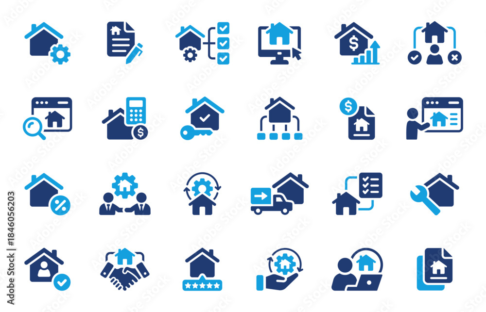 Fototapeta premium Real Estate and Property Management Icon Set: Vector Collection