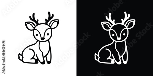 Adorable Little Deer Fawn Outline Icon Graphic Design Element Collection