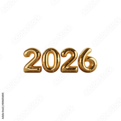 3d Happy New Year 2026 Gold