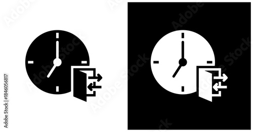 Check-In Check-Out Icon Set In White And Black Background