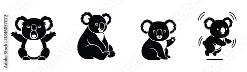 Cute Koala Character Set With Different Poses And Expressions