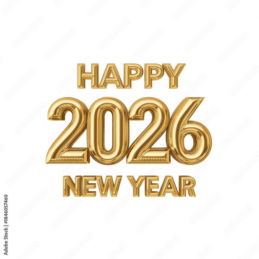 Fototapeta premium 3d Happy New Year 2026 Gold