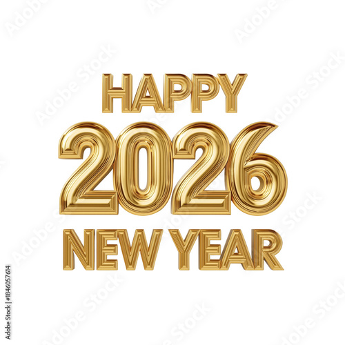 3d Happy New Year 2026 Gold