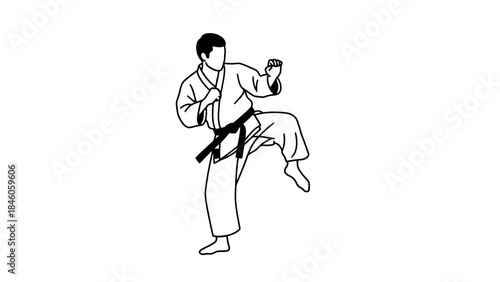 Martial arts instructor demonstrating a kick in a training session