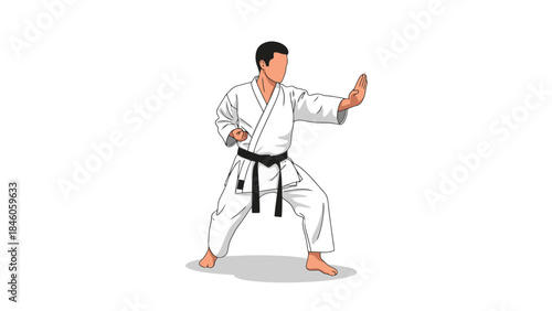 Martial arts practitioner demonstrating advanced karate kick in uniform
