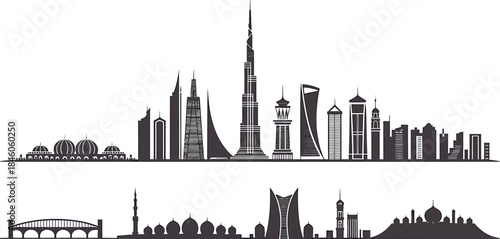 Berlin skyline silhouette vector illustration design with famous landmarks and minimal art style