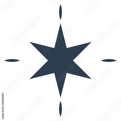 Stylized 6-Point Starburst Icon with Transparent Background Cutout