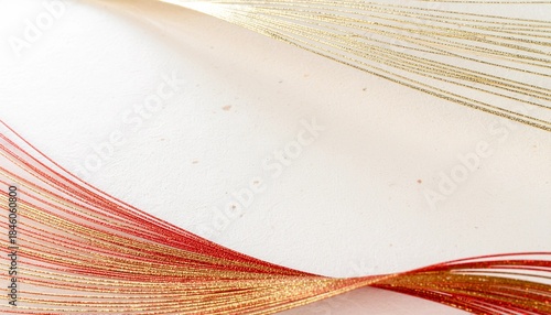 白い和紙に金と赤の極細ラインが流れる上品な和モダン背景テクスチャ generative ai