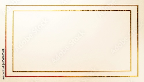 白い和紙に金と赤の二重ラインで構成された上品な和風フレーム背景 generative ai