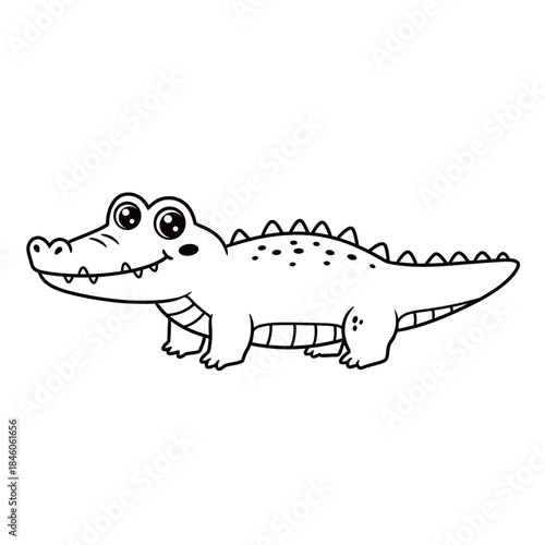 Black silhouette of a powerful crocodile or alligator with detailed scales and sharp teeth, symbolizing danger, wilderness, reptile wildlife, and predatory nature.