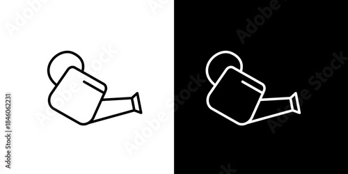 Minimalist Line Art Watering Can Icon for Gardening and Plant Care. Simple Outline Symbol for Irrigation, Growth, and Horticultural Designs