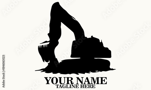 A rugged excavator in action, scooping earth with dramatic flair vector illustration, mini excavator logo vector, mini excavator icon logo