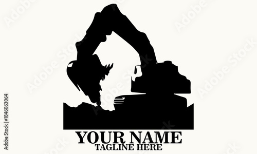 A rugged excavator in action, scooping earth with dramatic flair vector illustration, mini excavator logo vector, mini excavator icon logo