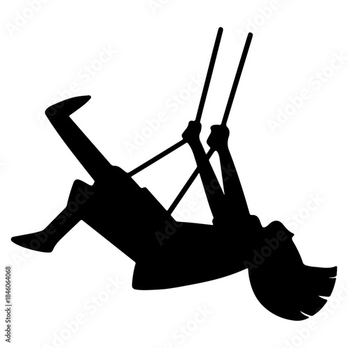 Skydiver in Harness Silhouette - Adventure Sports