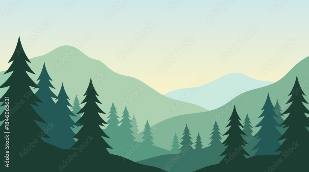 Fototapeta premium Eco Friendly Forest Silhouette Vector Illustration Background