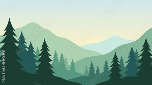 Eco Friendly Forest Silhouette Vector Illustration Background