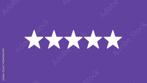 Five stars on purple background for rating or review