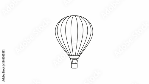 Simple Line Art Hot Air Balloon Illustration.