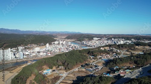 Uljin Coastal City: Aerial Panorama of the East Sea and Urban Area