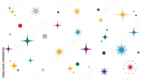 Sparkling Stars and Decorative Elements A Collection of Colorful Vector Illustrations