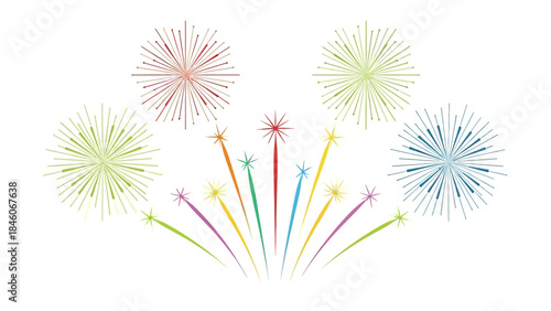 Colorful Fireworks Display Festive Celebration with Bright Explosions and Starbursts for Events