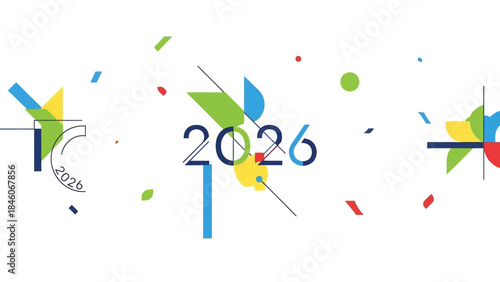 Abstract 2026 Typography Design Modern, Geometric Composition for Future Events or Concepts