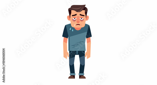 Sad man crying with transparent background