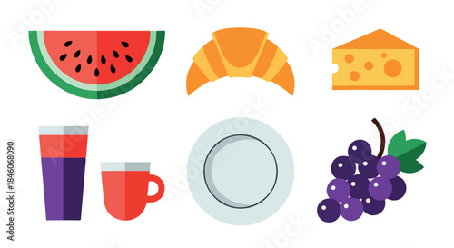 Breakfast food icons with transparent background