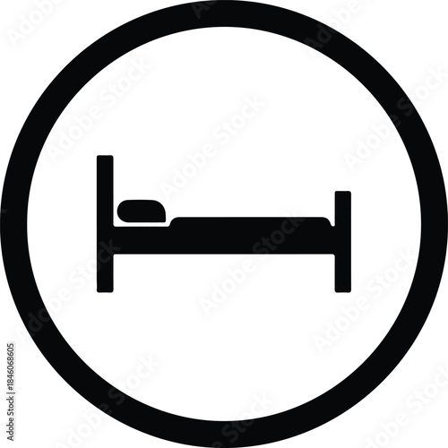 Vector Bed symbol icon sign for hotel accommodation or travel resting place silhouette Illustration